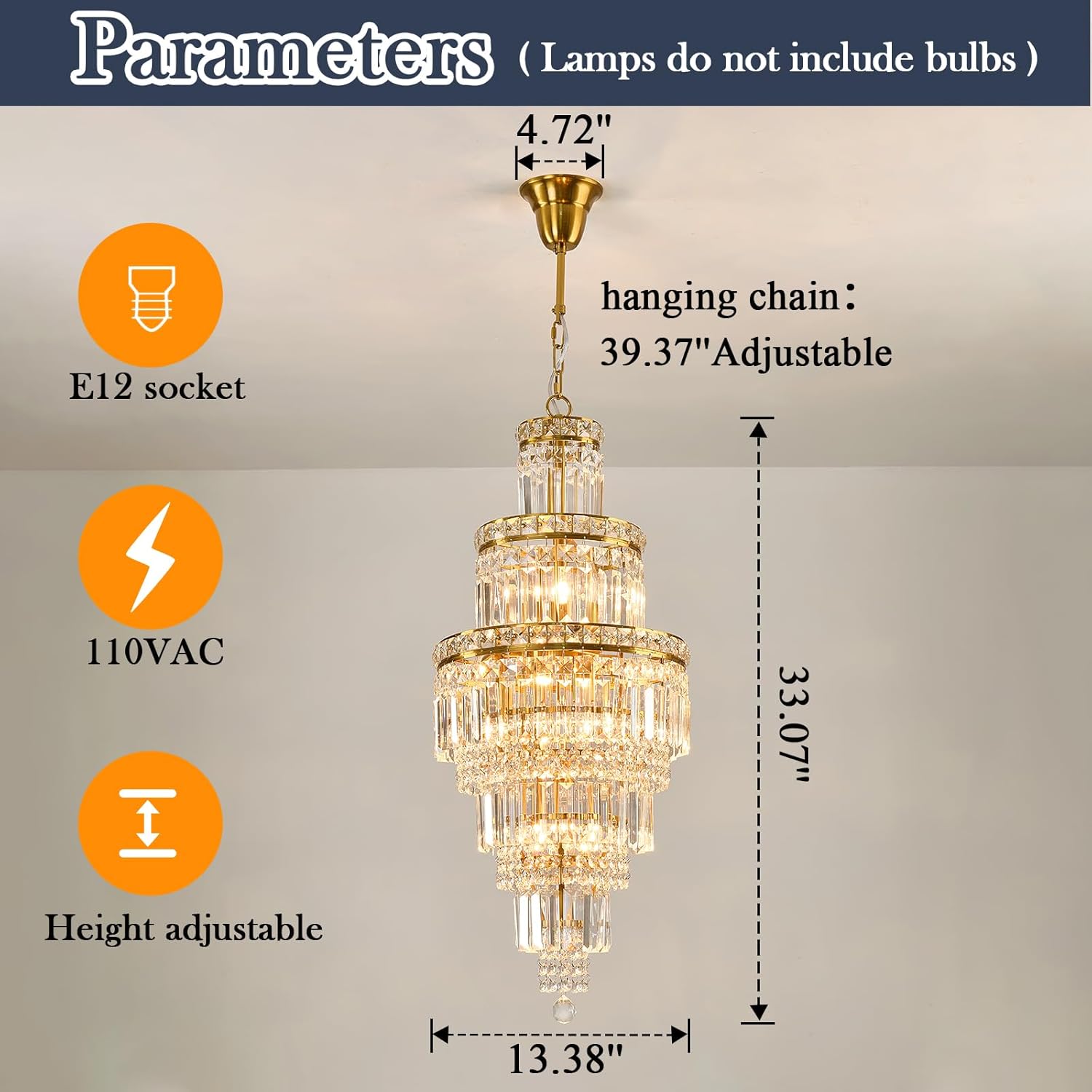 Gold Electroplated Raindrop Crystal Chandelier