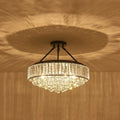 Black Crystal Flush Mount Close to Pendant Light