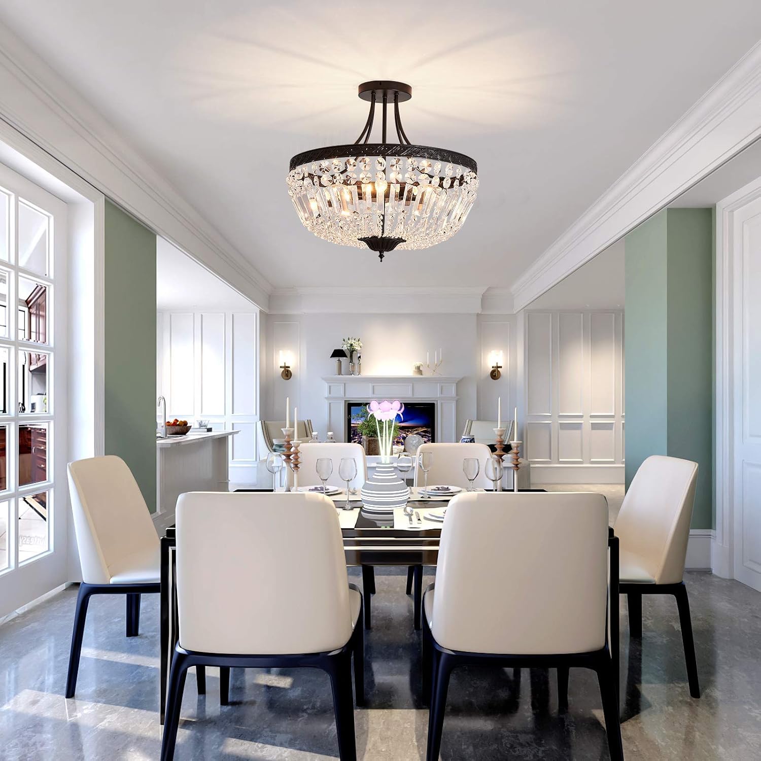 Crystal Flush Mount Pendant Light