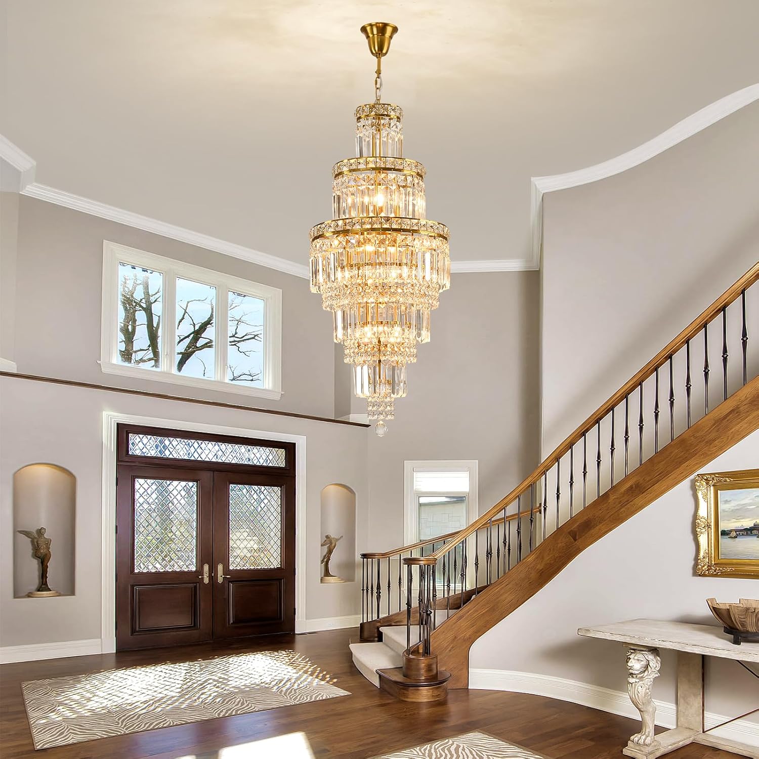 Gold Electroplated Raindrop Crystal Chandelier