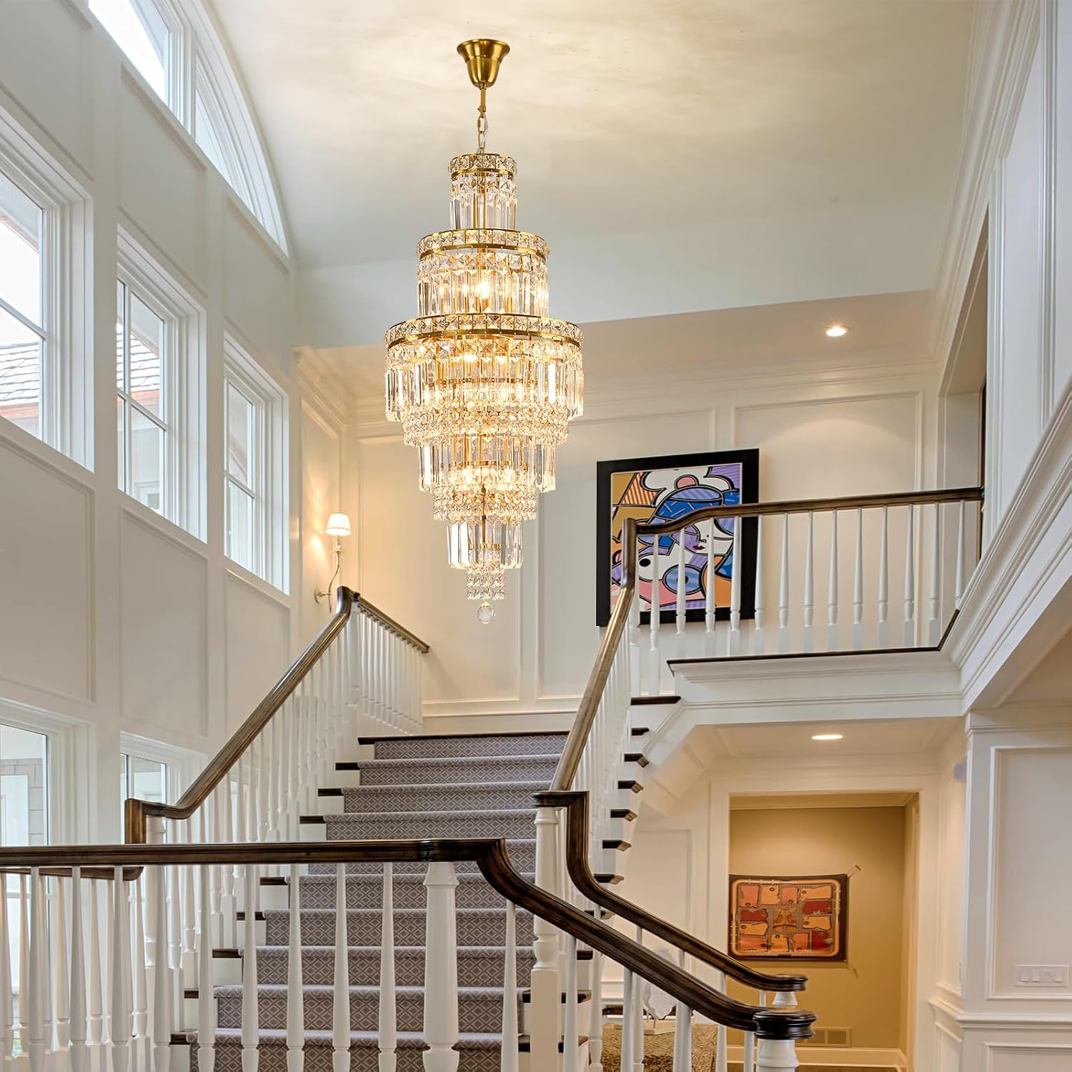 Gold Electroplated Raindrop Crystal Chandelier