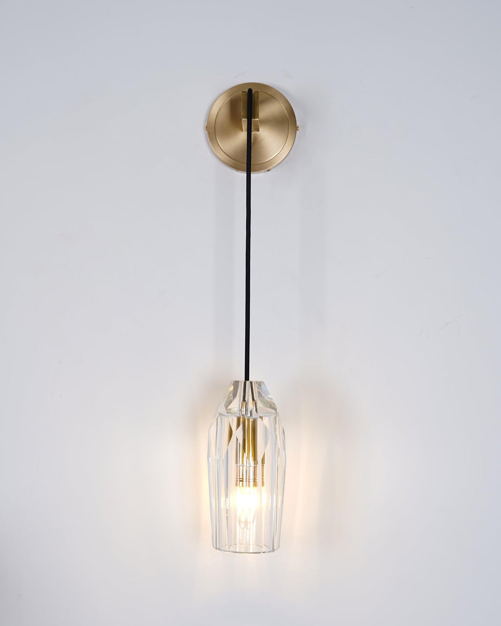 Faceted Crystal Brass Sconce