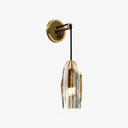 Faceted Crystal Brass Sconce