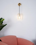 Faceted Crystal Brass Sconce