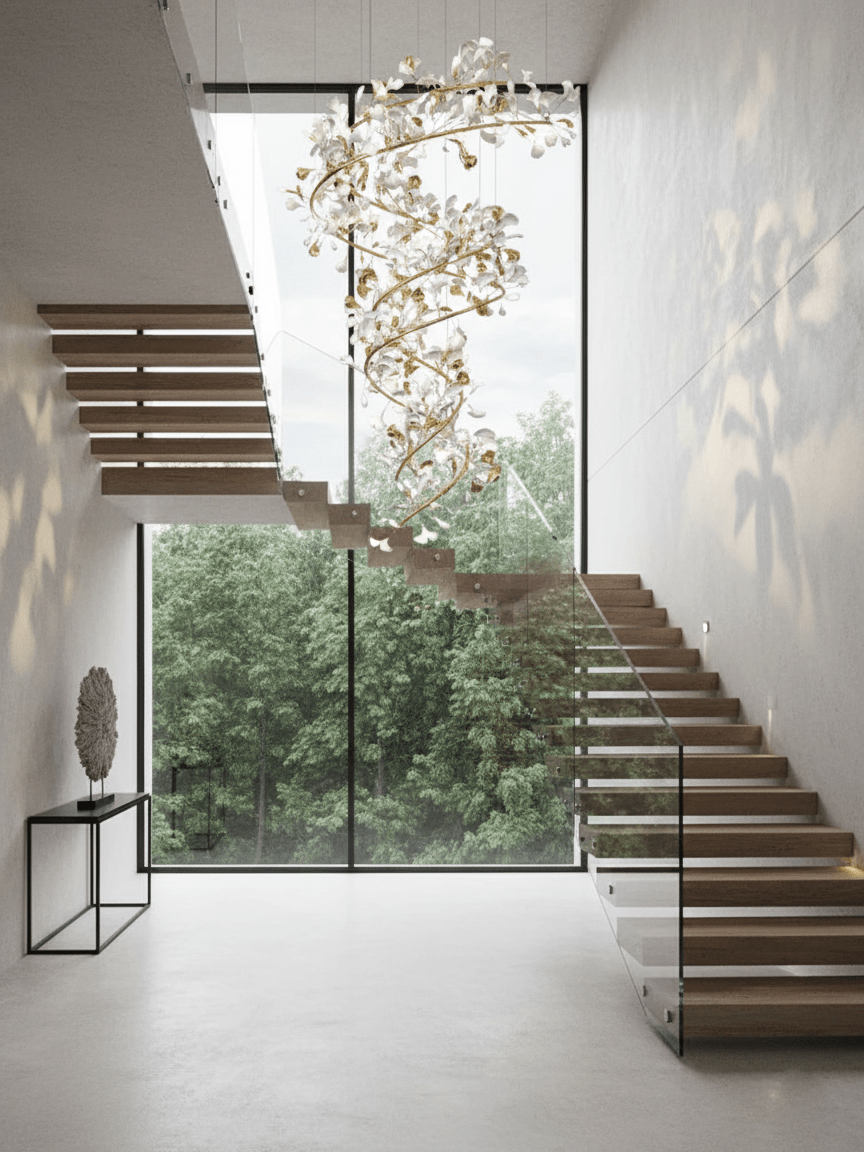 Gingko Spiral Leaf Chandelier