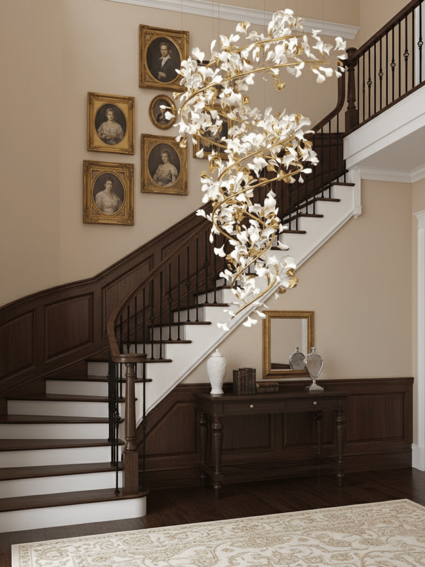 Gingko Spiral Leaf Chandelier