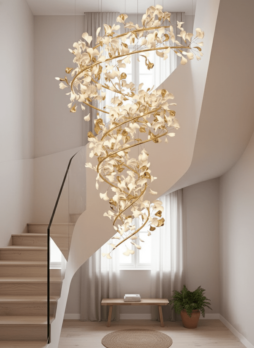 Gingko Spiral Leaf Chandelier