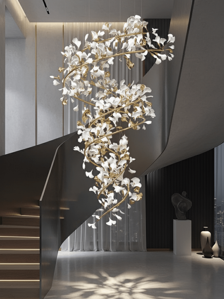 Gingko Spiral Leaf Chandelier