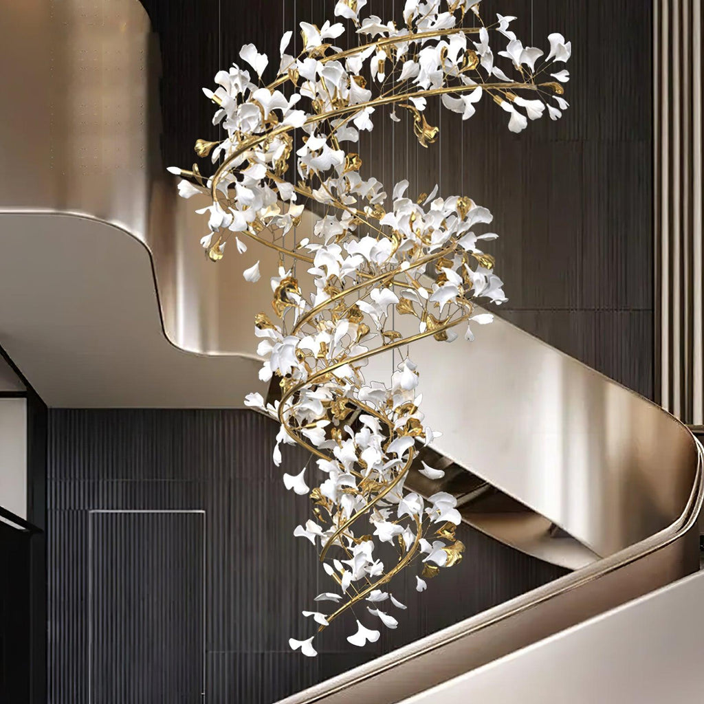 Gingko Spiral Leaf Chandelier