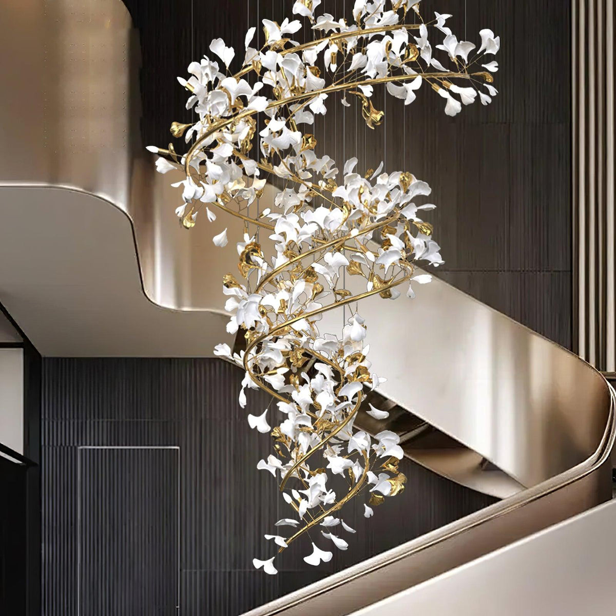 Gingko Spiral Leaf Chandelier