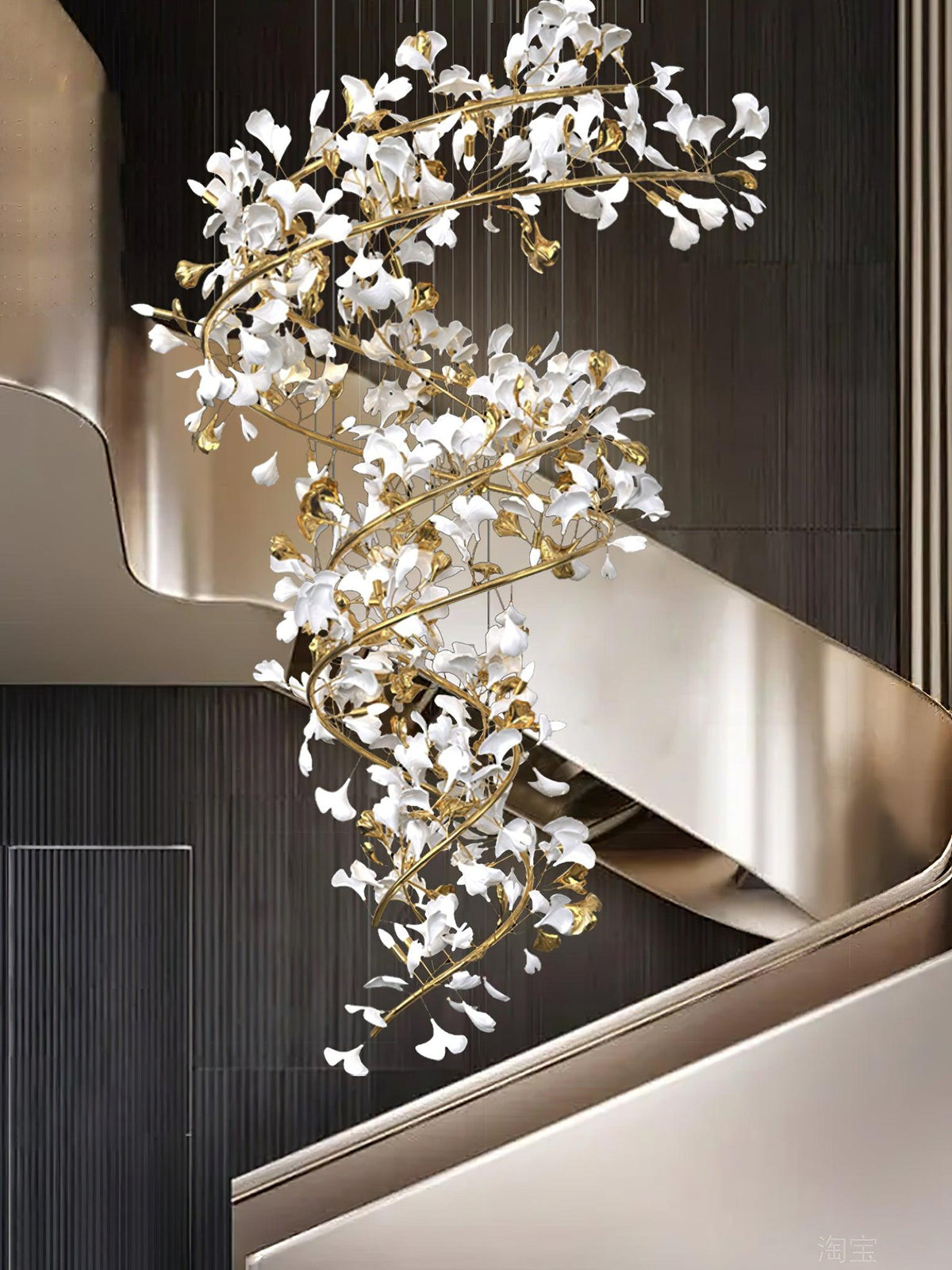Gingko Spiral Leaf Chandelier