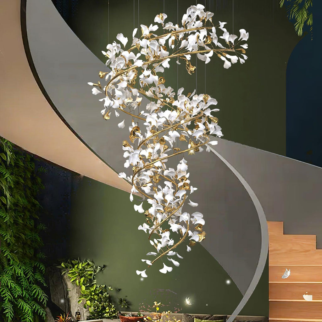 Gingko Spiral Leaf Chandelier