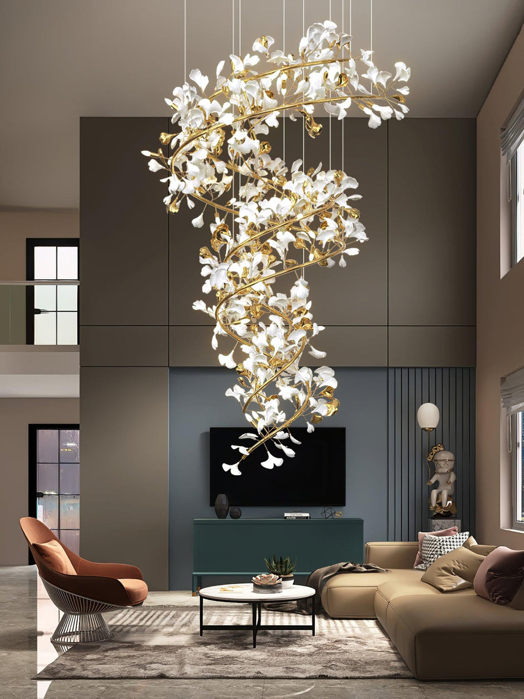 Gingko Spiral Leaf Chandelier