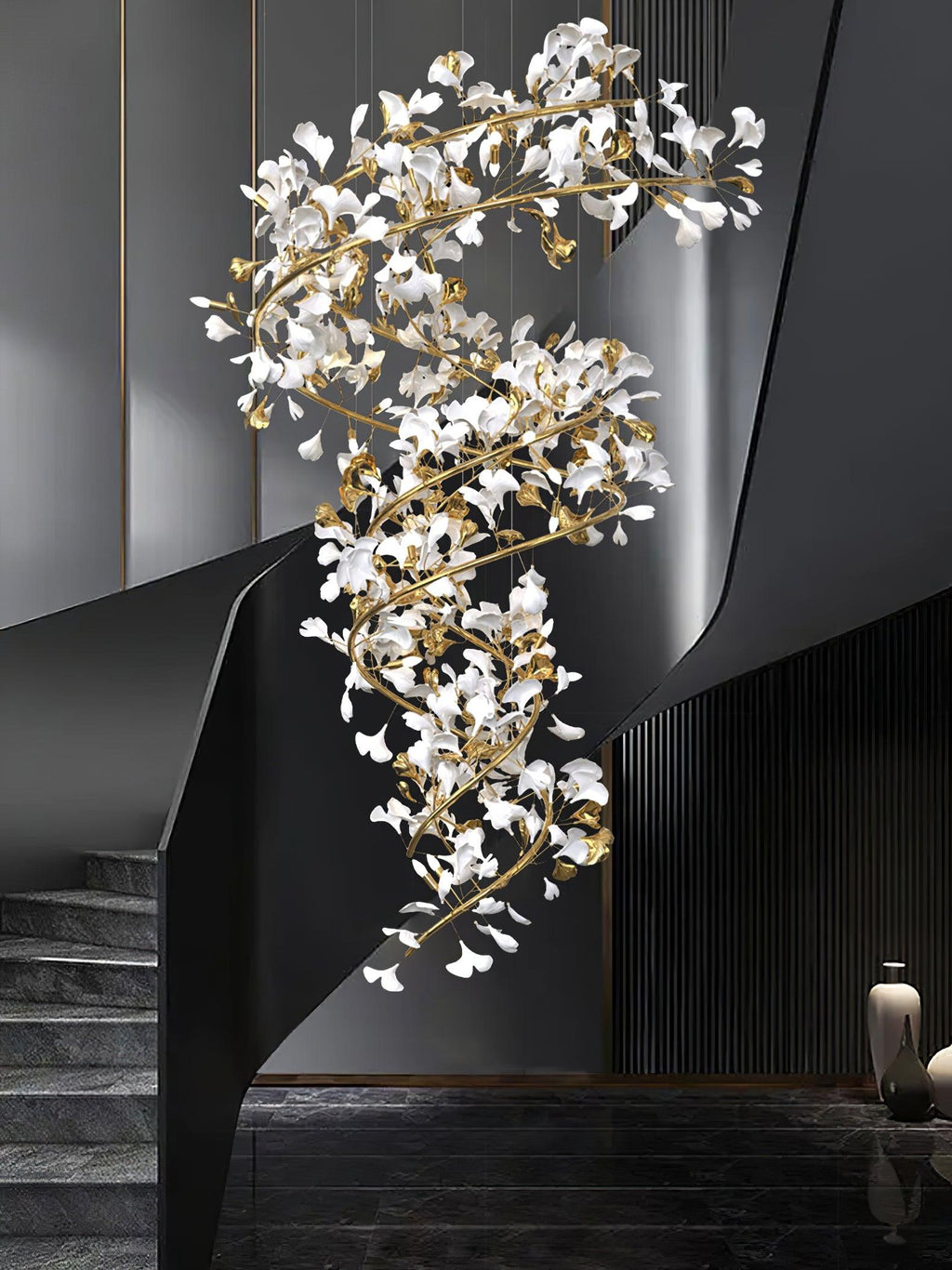 Gingko Spiral Leaf Chandelier
