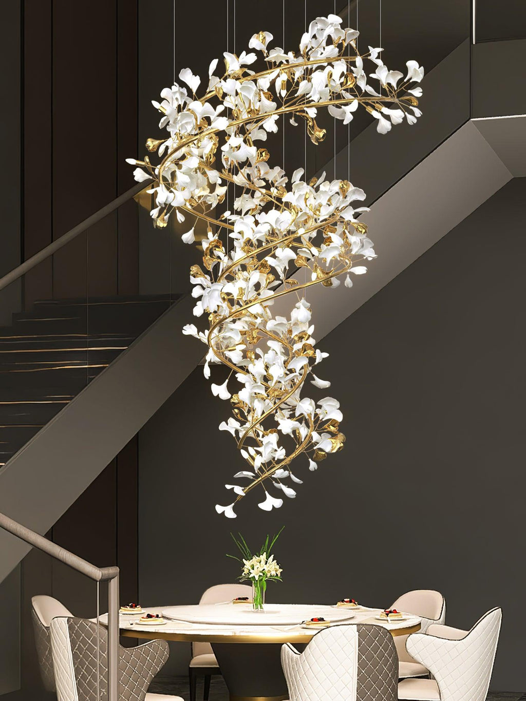 Gingko Spiral Leaf Chandelier