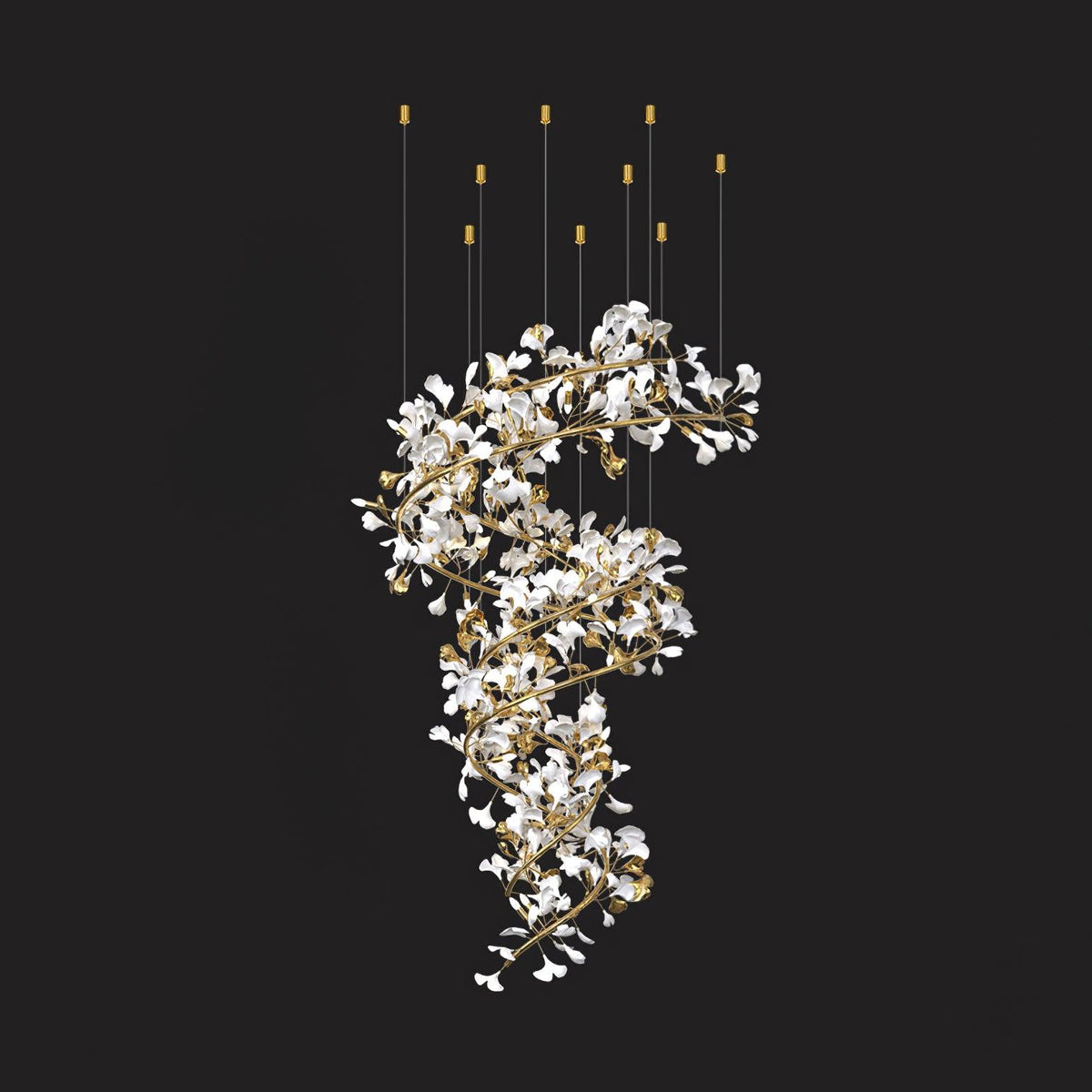 Gingko Spiral Leaf Chandelier
