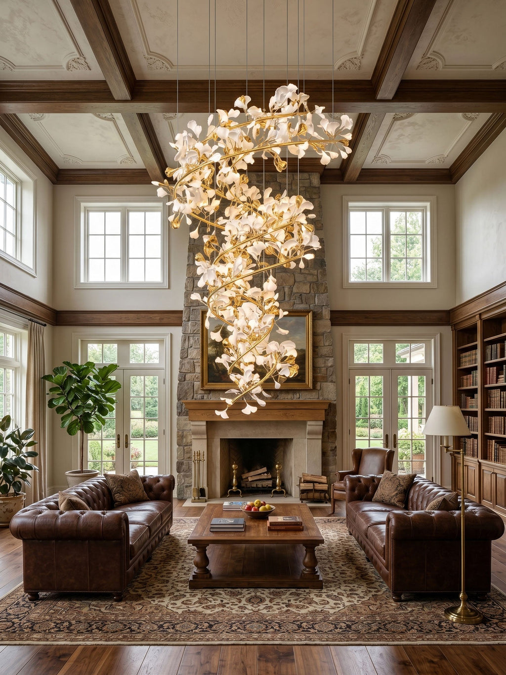 Gingko Spiral Leaf Chandelier