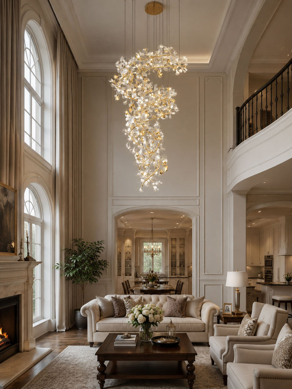 Gingko Spiral Leaf Chandelier