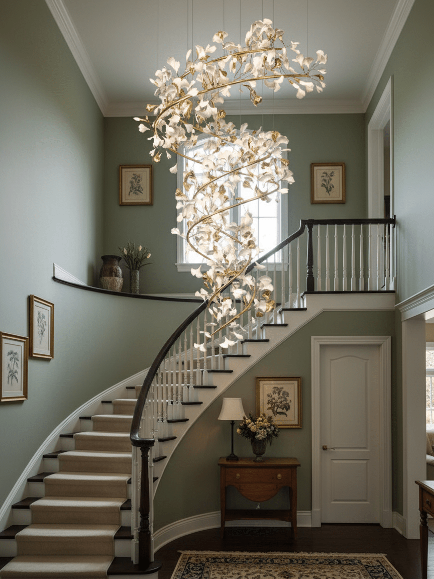 Gingko Spiral Leaf Chandelier