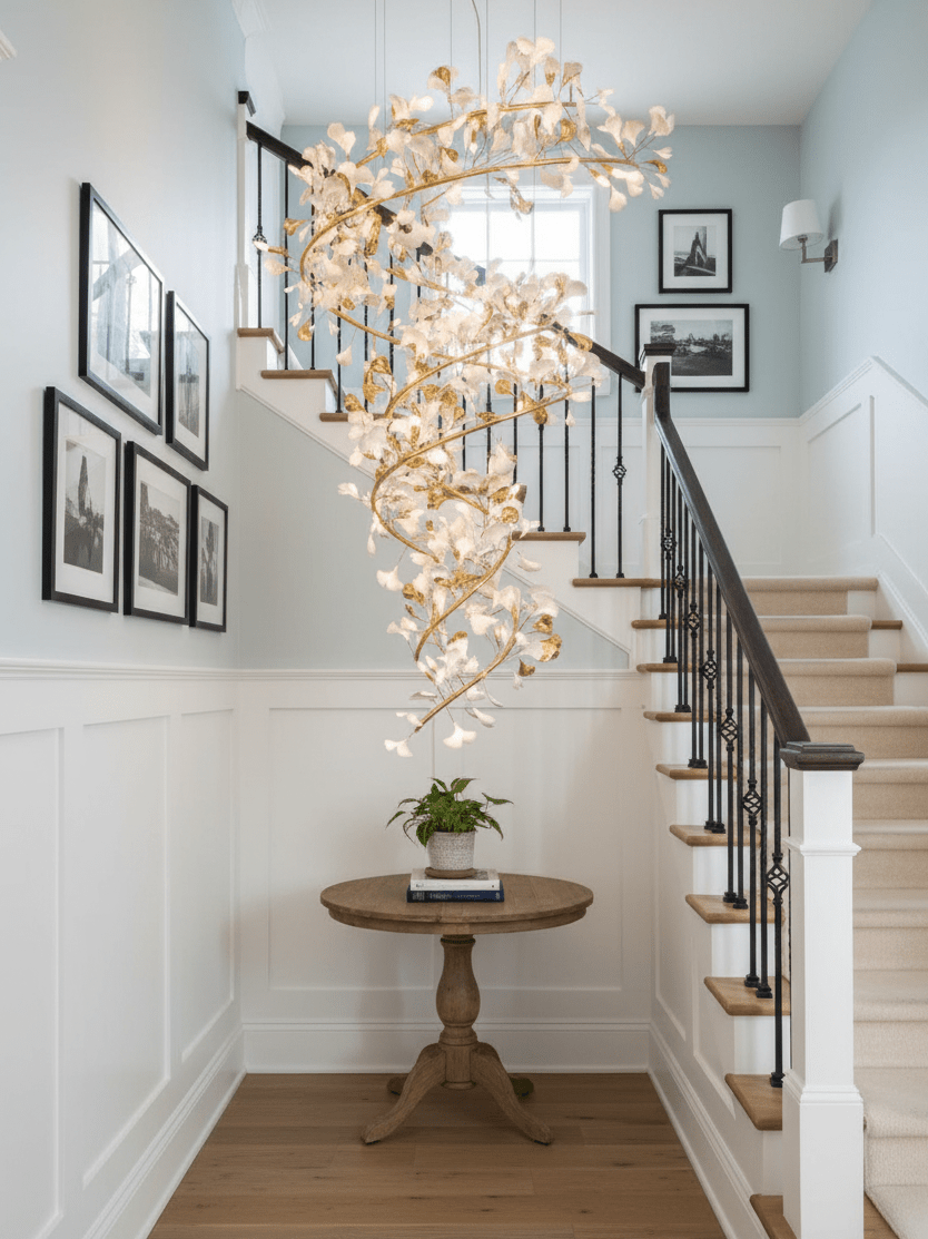 Gingko Spiral Leaf Chandelier