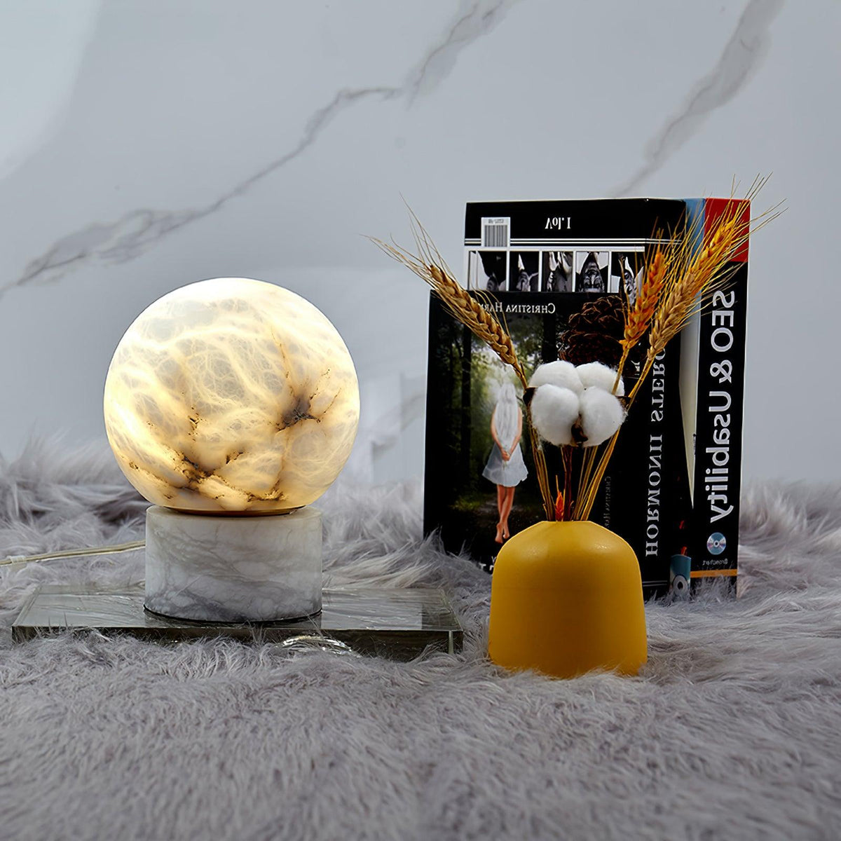 Marble Ball Alabaster Table Lamp