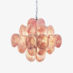 Glass Pink Disc Chandelier