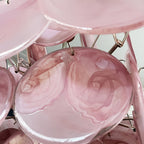 Glass Pink Disc Chandelier