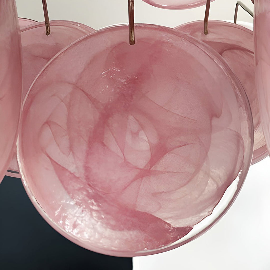 Glass Pink Disc Chandelier
