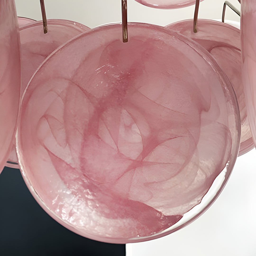 Glass Pink Disc Chandelier