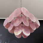 Glass Pink Disc Chandelier