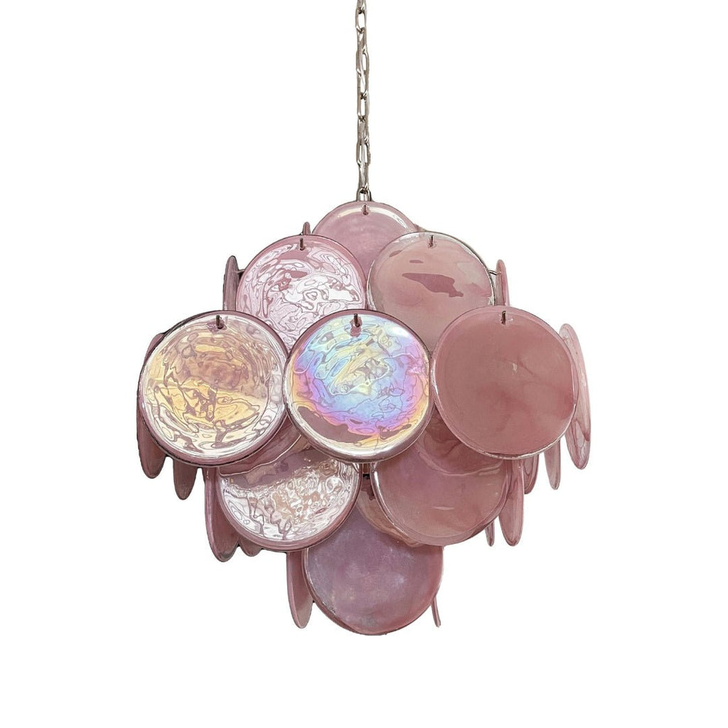 Glass Pink Disc Chandelier