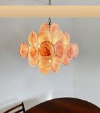 Glass Pink Disc Chandelier