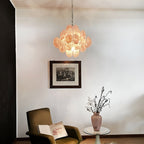 Glass Pink Disc Chandelier