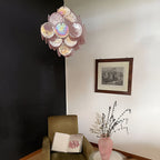 Glass Pink Disc Chandelier