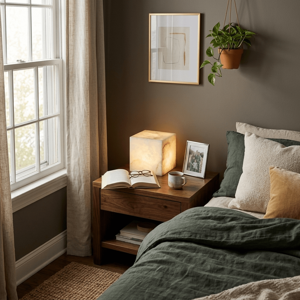Alabaster Cube Table Lamp