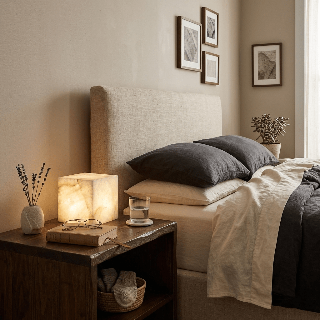 Alabaster Cube Table Lamp
