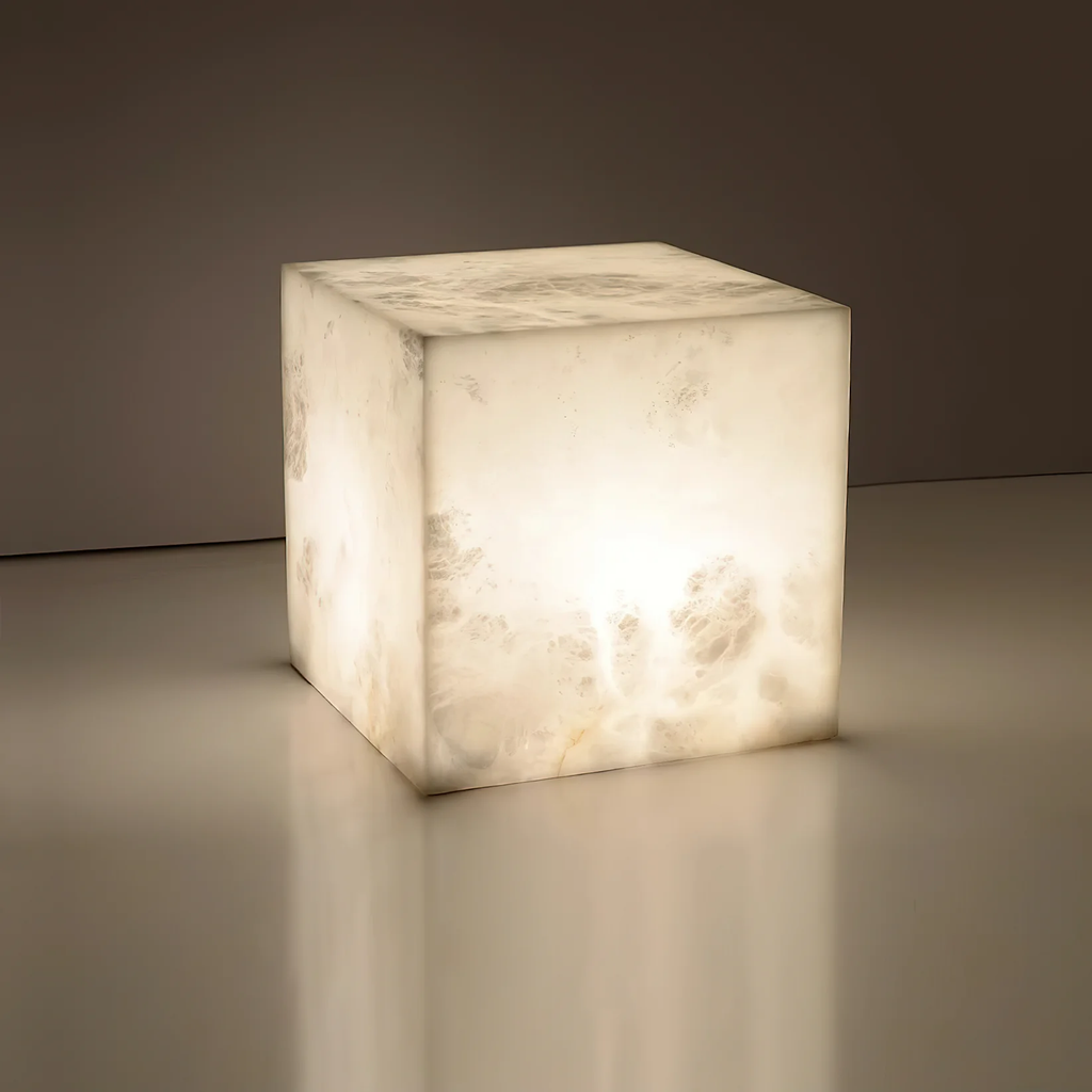 Alabaster Cube Table Lamp