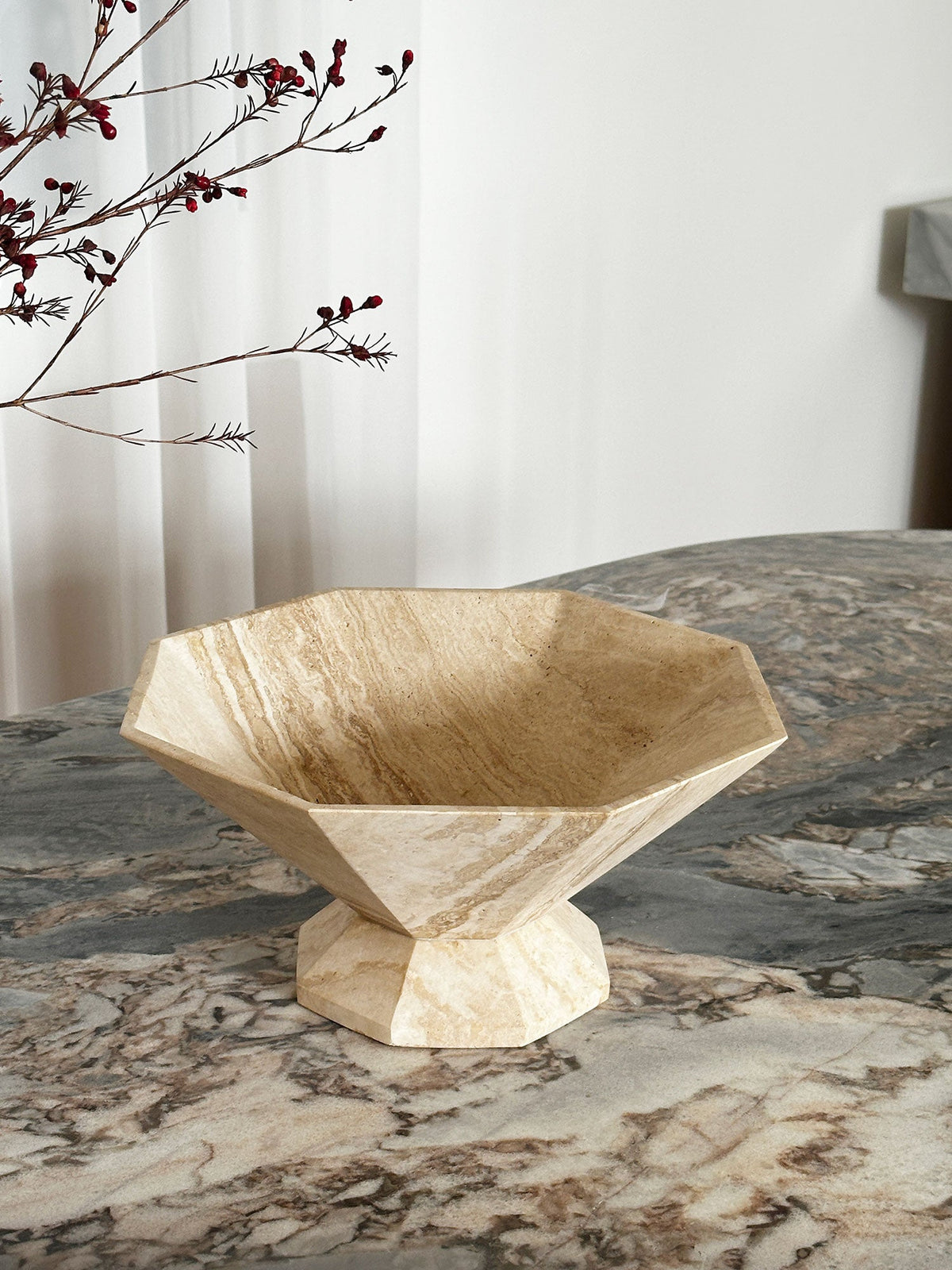 Facet Pedestal Bowl Storage Tray