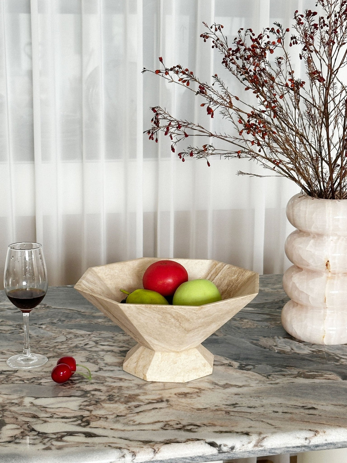 Facet Pedestal Bowl Storage Tray