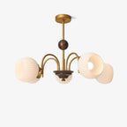 Sculptural Glass Ribbed Chandelier