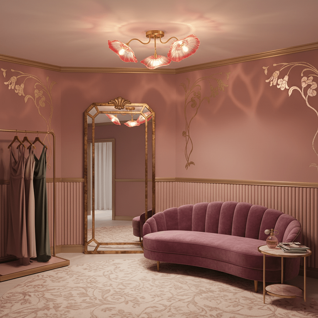 Lotus Leaf Glass Ceiling Lamp