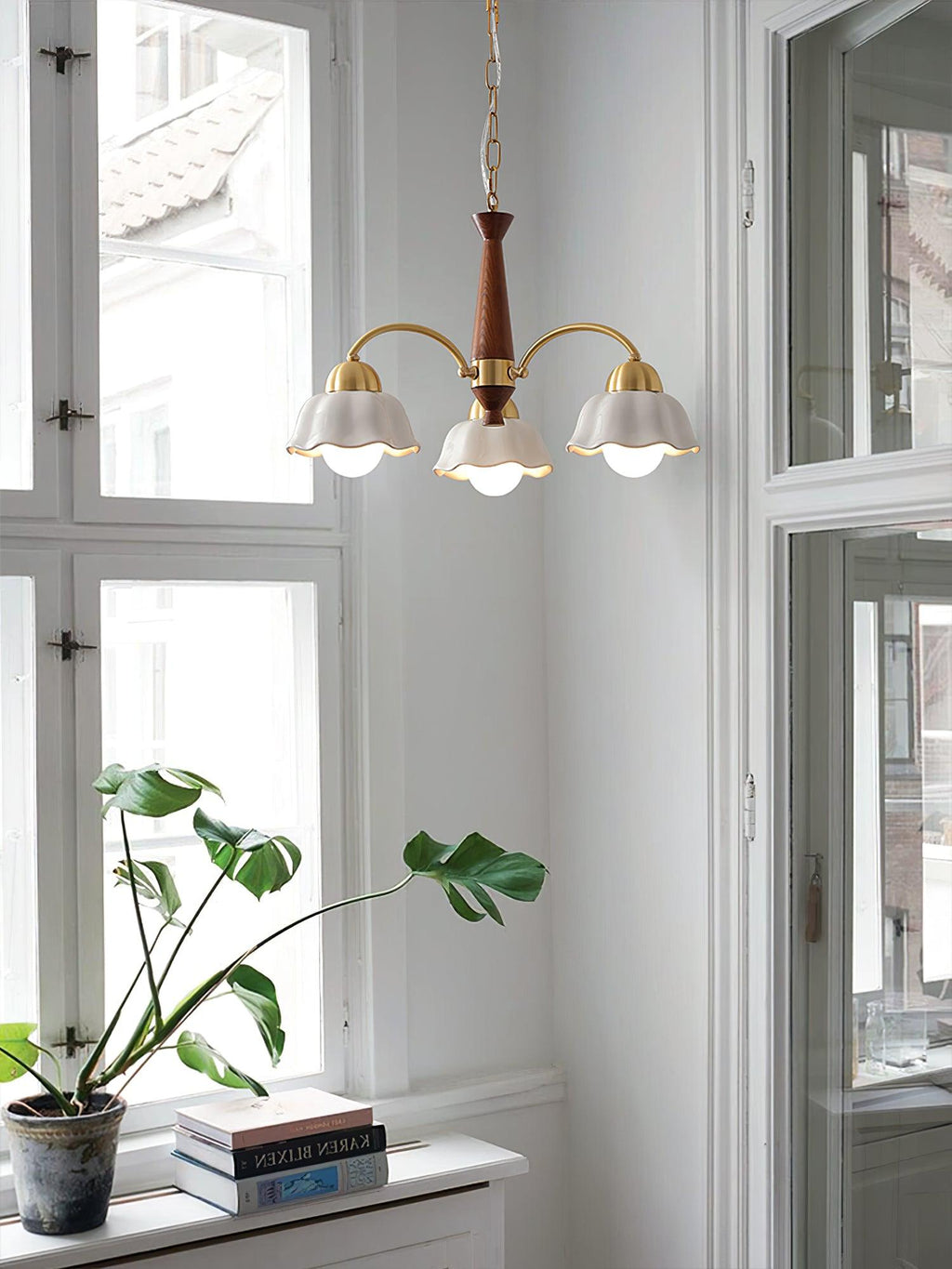Swedish Modern Gold Chandelier