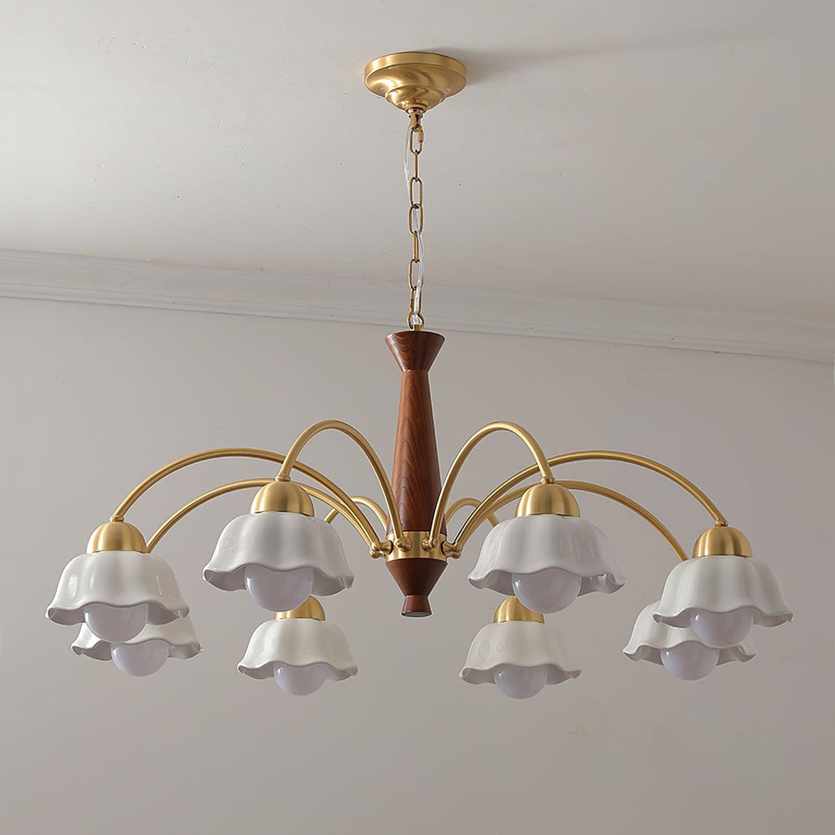 Swedish Modern Gold Chandelier