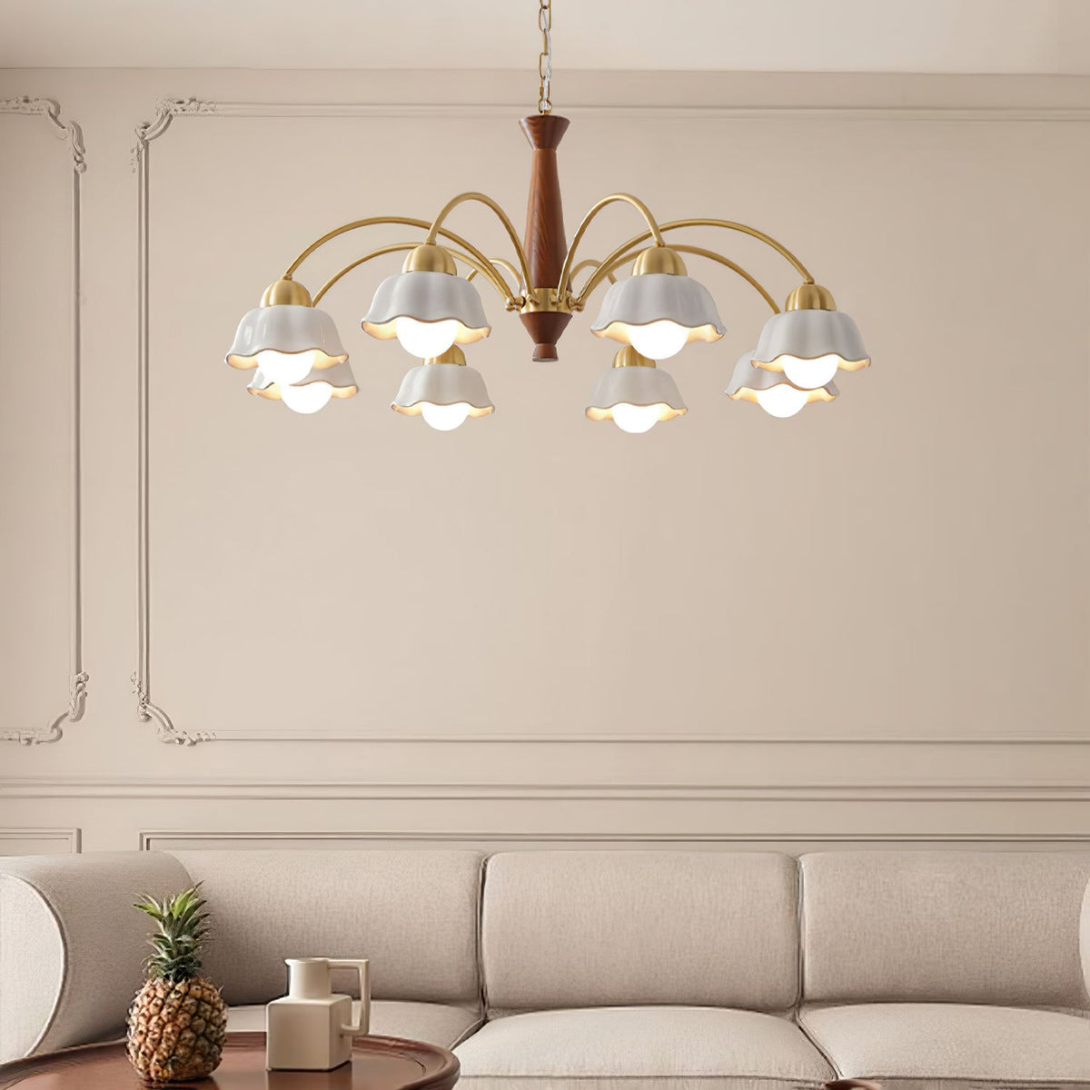 Swedish Modern Gold Chandelier