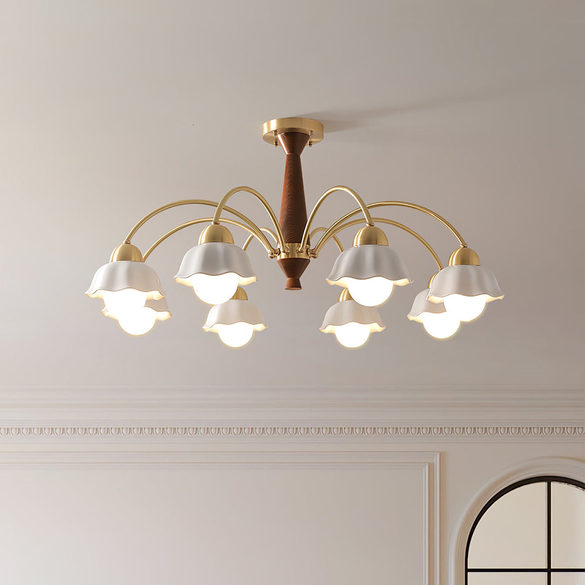 Swedish Modern Gold Chandelier