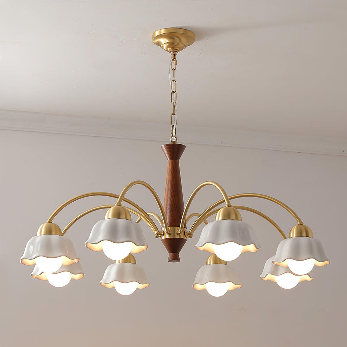 Swedish Modern Gold Chandelier
