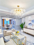Tiered Carved Glass Chandelier