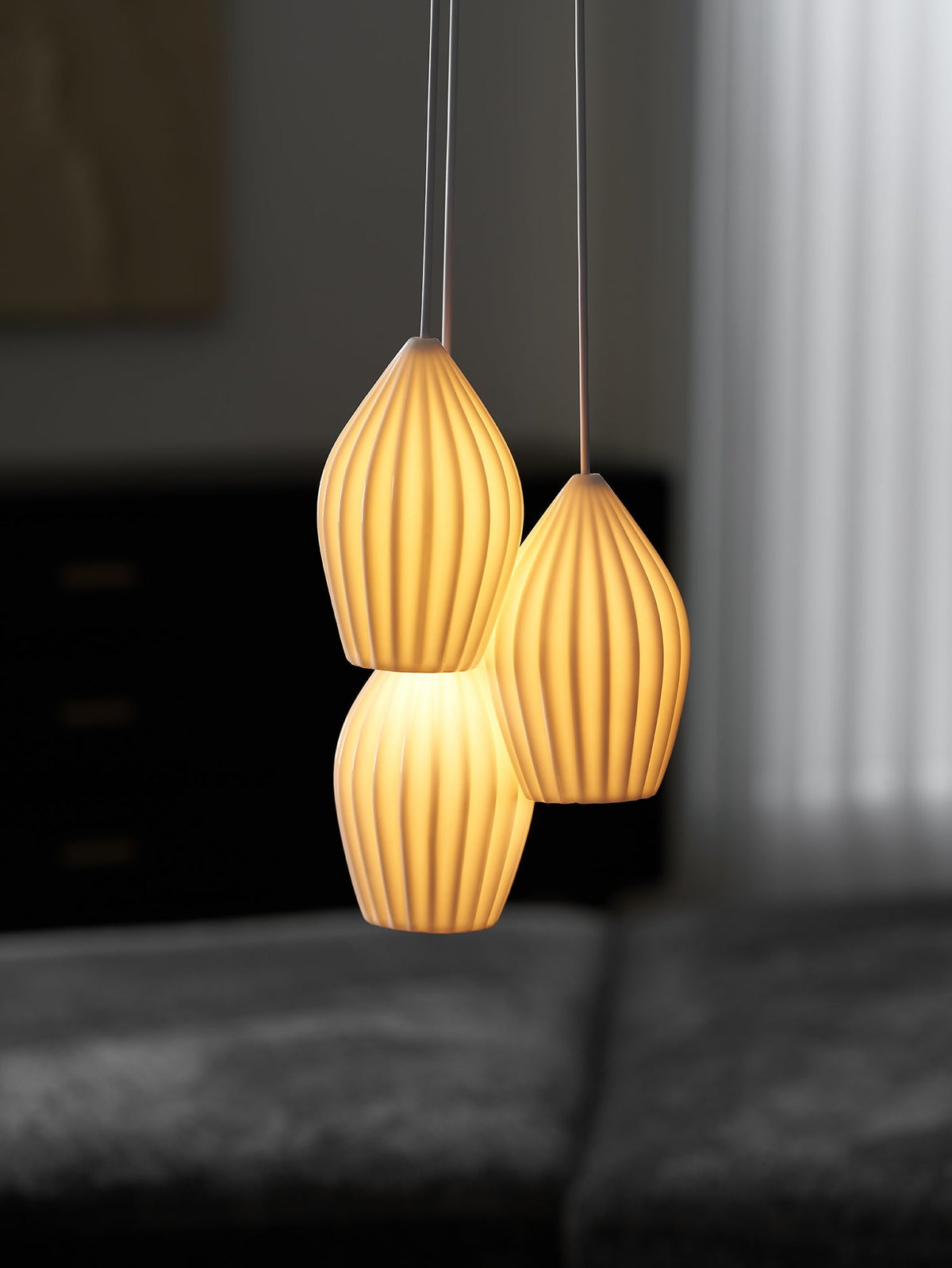 Ceramic Ribbed Pendant Light