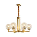 Ribbed Glass Brass Chandelier