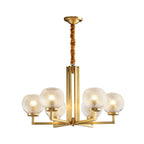 Ribbed Glass Brass Chandelier
